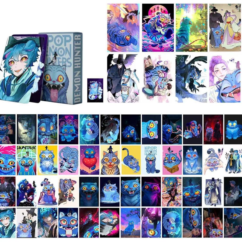 55pcs/Box K-POP Demon Hunters LOMO Cards Anime Derpy Tiger Collectible Set Toy Fans Gifts