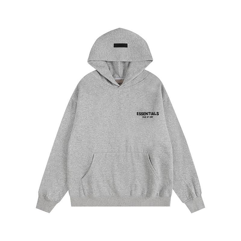 ESS Double-Line Flocked Letter Hoodie - Unisex Loose Fit Plus Velvet Hooded Jacket by Trendy American Brand