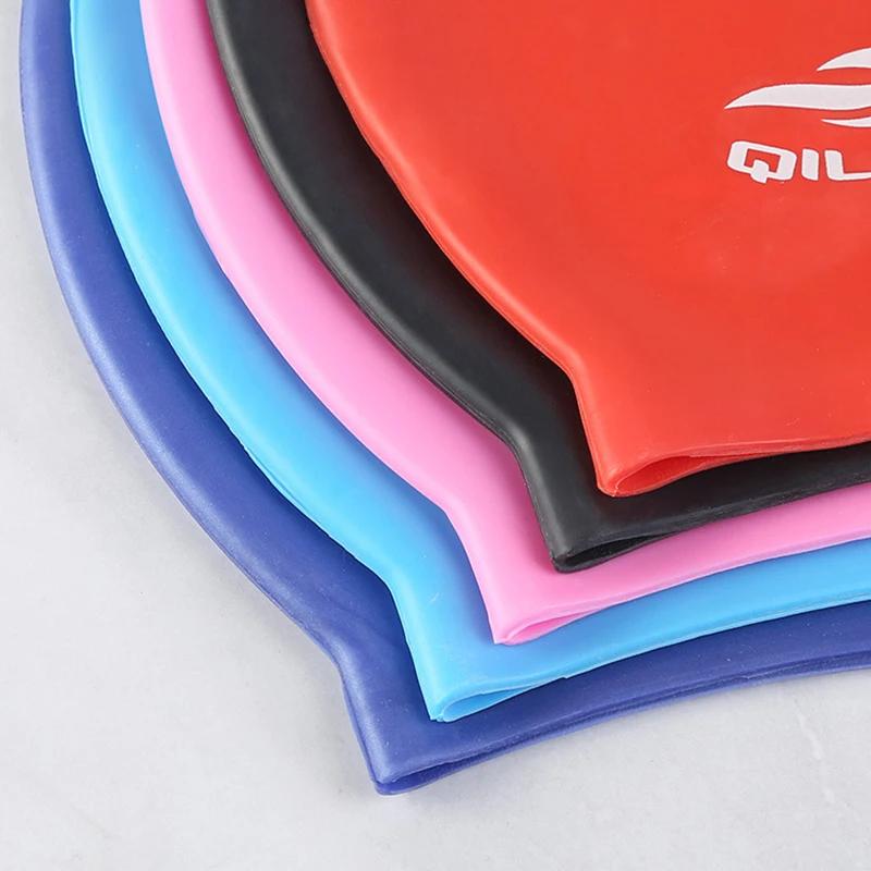 Silicone Swim Caps Swim Cap Adult Silicone Waterproof Unisex Solid Color Pool Diving Cap Long Hair