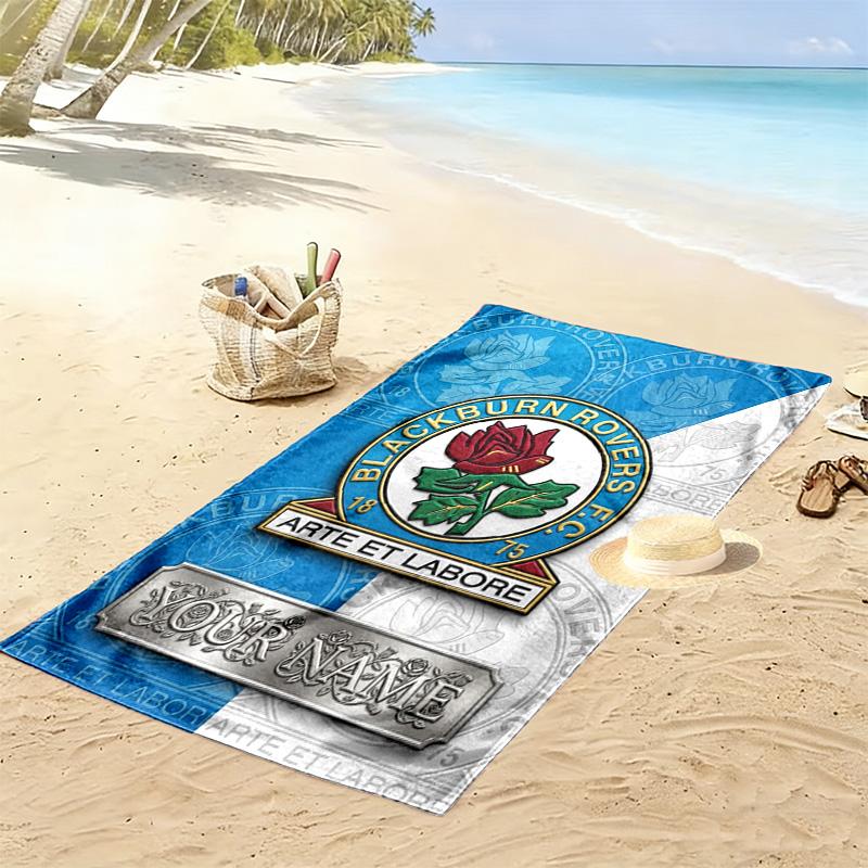 Name Custom Blackburn Rovers Print Beach Towel, Large Soft Quick Dry Towel for Beach Camping Swimming