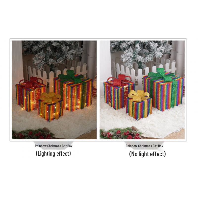 Cross-Border Christmas Luminous Gift Box Set: Outdoor Decorative Lights for Courtyard & Mall Display