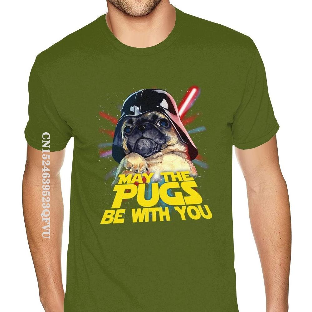 May The Pugs Be With You Tees Shirt Guys Oversized T-Shirt Men's Gothic Anime Tshirt Fashionable Brand Top Vintage Tee Shirt
