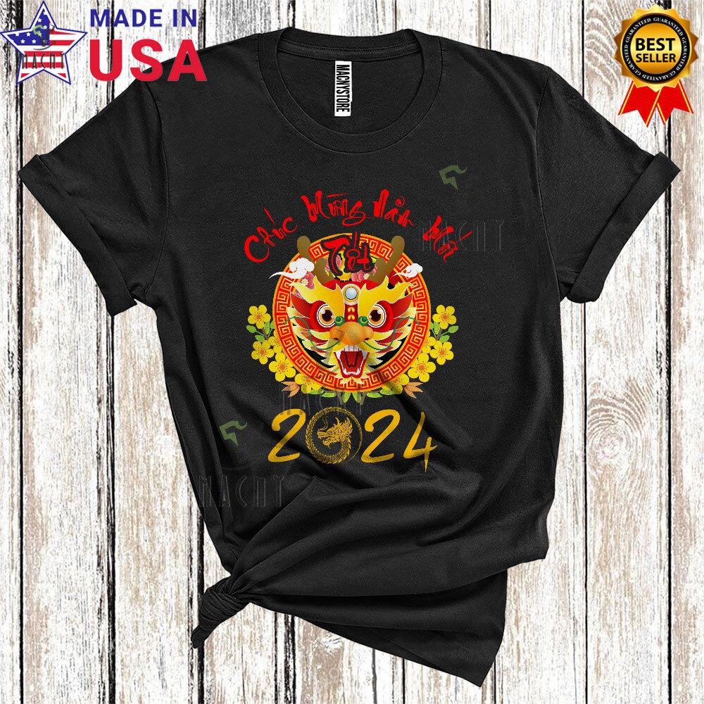 

Chuc Mung Nam Moi 2024 Vietnamese Lunar New Year Dragon Floral Family T-Shirt L