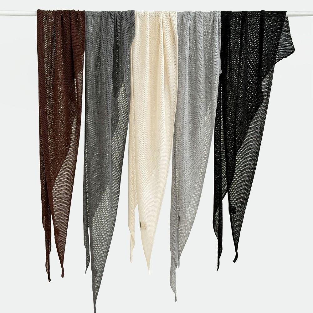 Solid Color Mesh Shawl 190×60cm Air-Conditioning Shawl  Spring Summer for Women