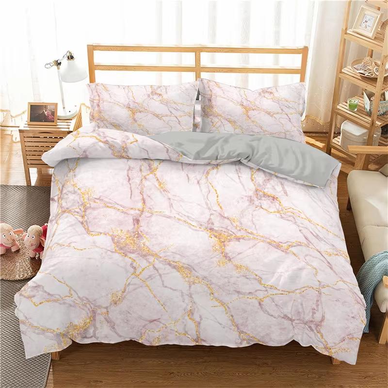 Abstract Marble Bedding Set Bronzing Marble Texture 3D Print Duvet Cover Set Microfiber Comforter Cover King Queen For Men Women