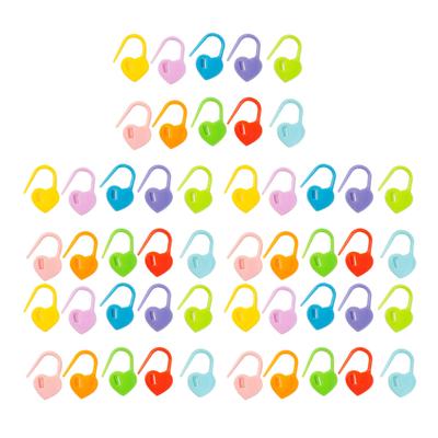 50PCS Colorful Stitch Markers Heart Shape Knitting Needle Clips Plastic Crochet Pins for DIY