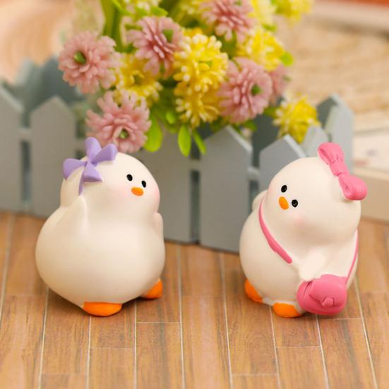 Mini Goose Figurine Tiny Miniature White Goose Small Cute Resin Animal Statue for DIY Crafts Lawn Yard Decor Dollhouse
