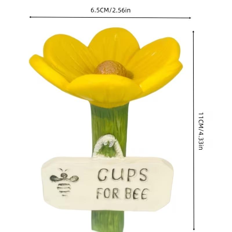 Flower Shaped Resin Bee Watering Station with Hummingbird Feeder Realistic Floral Design Non Slip Center for Garden Yard Balcony