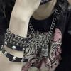 9Pcs Punk Rock Wide Cuff Bracelets Multi Layer Leather With Metal Studs Adjustable Unisex For Daily Wear
