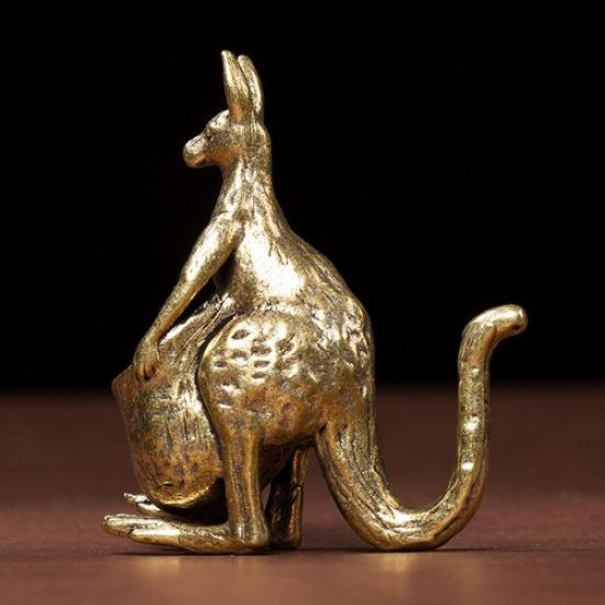 Tabletop Figurine Brass kangaroo Animal Statue Sculpture Home Decor Gift
