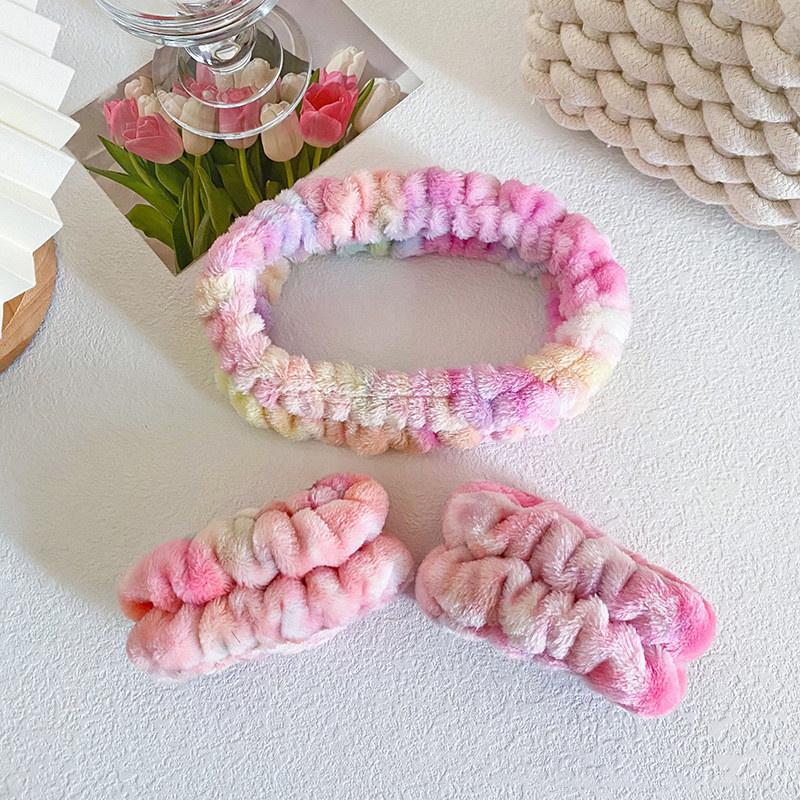 Women Girls Wash Face Spa Makeup Headbands Soft Coral Fleece Absorbent Headband Waterproof Wrist Band Elastic Hair Bands