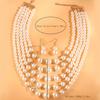 Kymyad  Sets Simulated Pearl Beads Multilayer Necklace Earrings Set For Women Bijoux Statement Collar Necklace Set