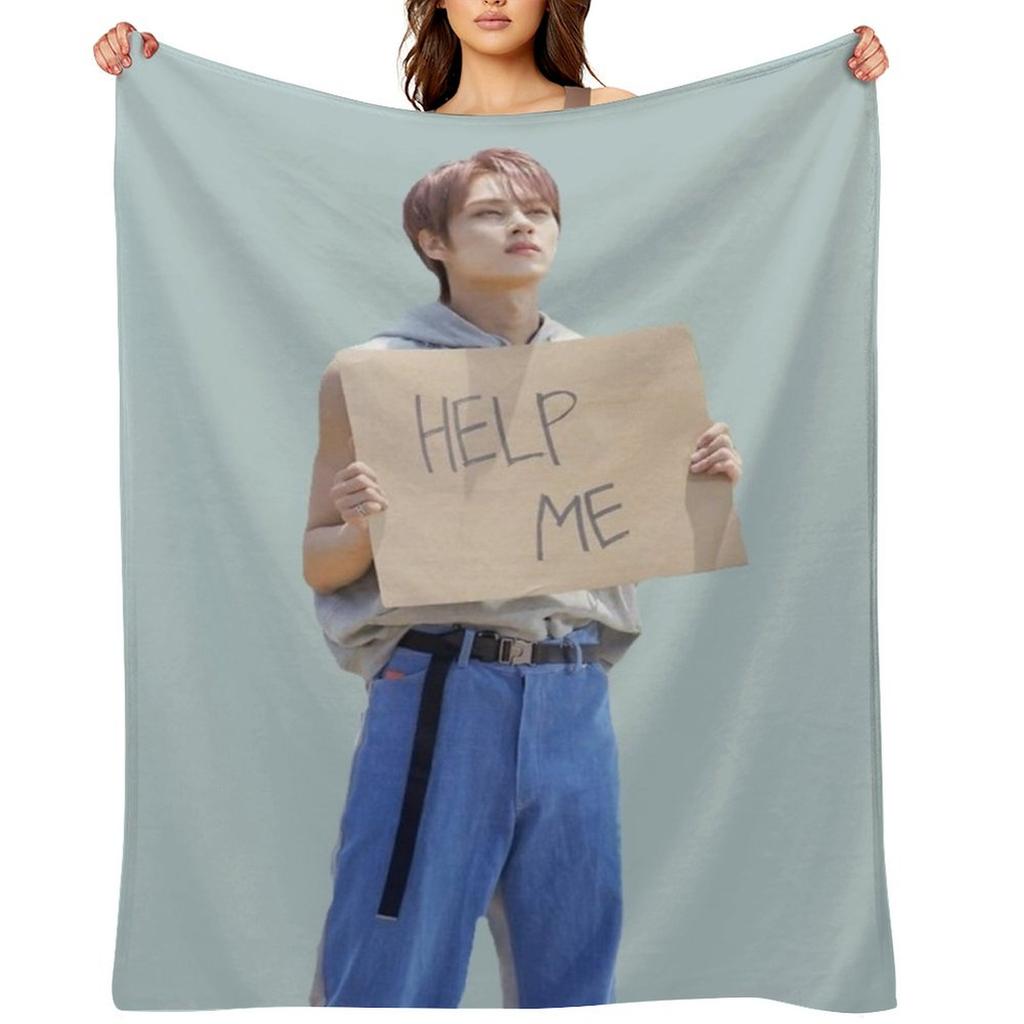 Jun Help Me Sign Throw Blanket Polar blankets ands Thin Cute Plaid Blankets