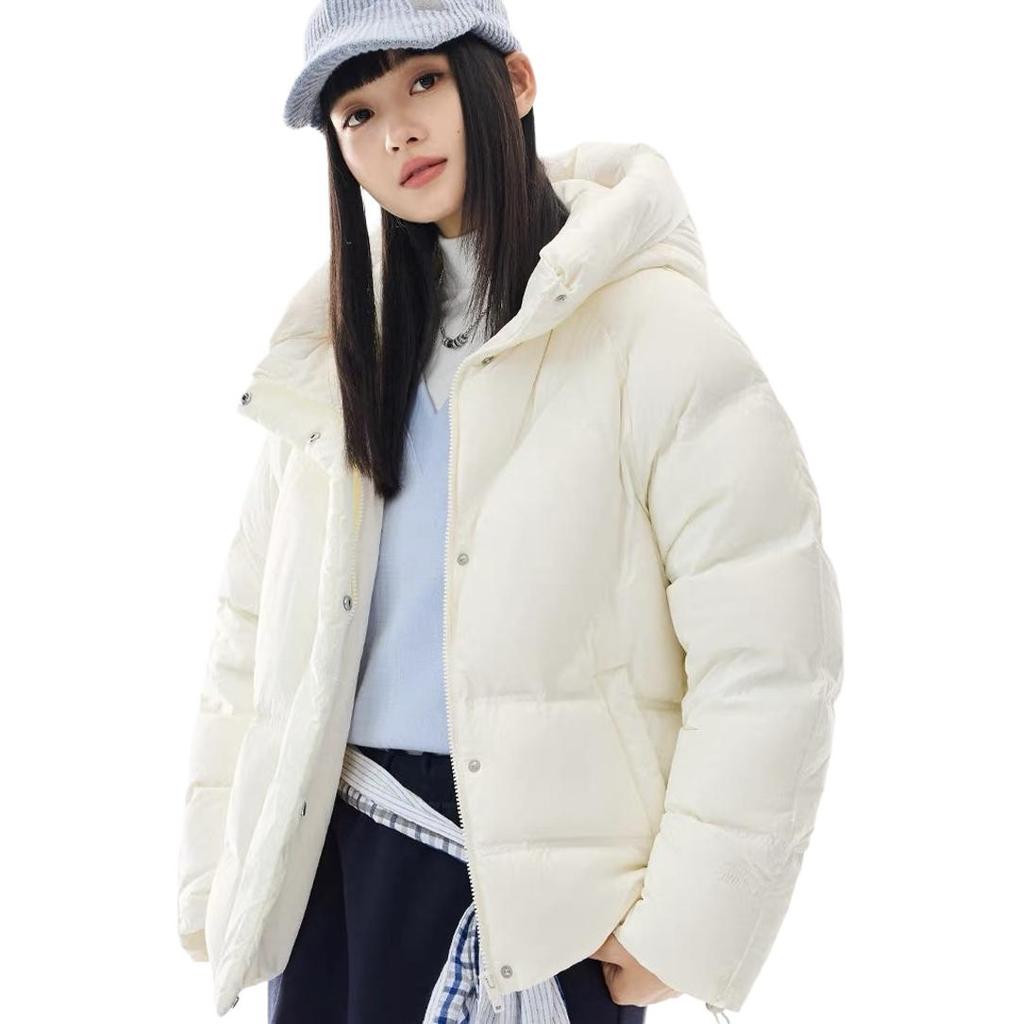 Anta Sports Retro Water-Resistant Loose Ivory White Short Down Jacket Women jackets 162548903N-1