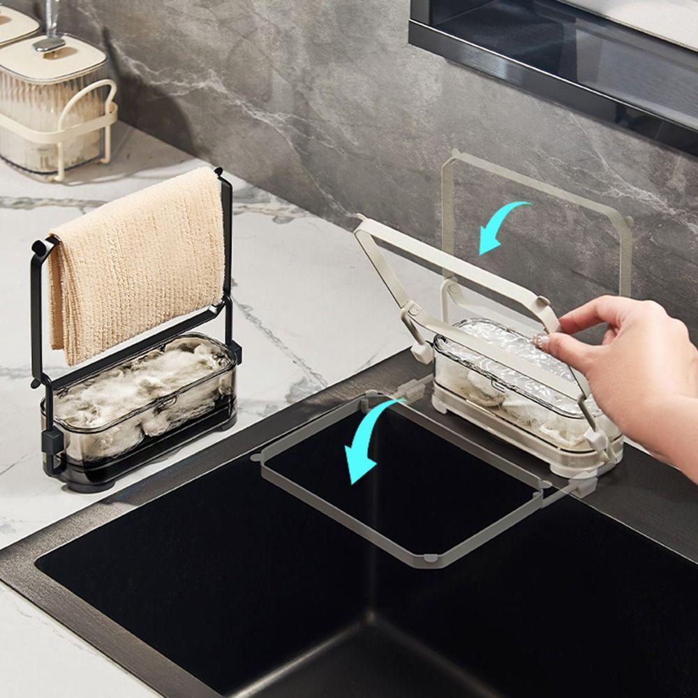 Folded Design Waste Hanging Net Bracket Suction Cup Garbage Drain Basket Holder  Soup Filtering