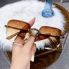 New Rimless Women Sunglasses Fashion Gradient Lenses Sun Glasses Lady Vintage Alloy Legs Classic Designer Shades Uv400