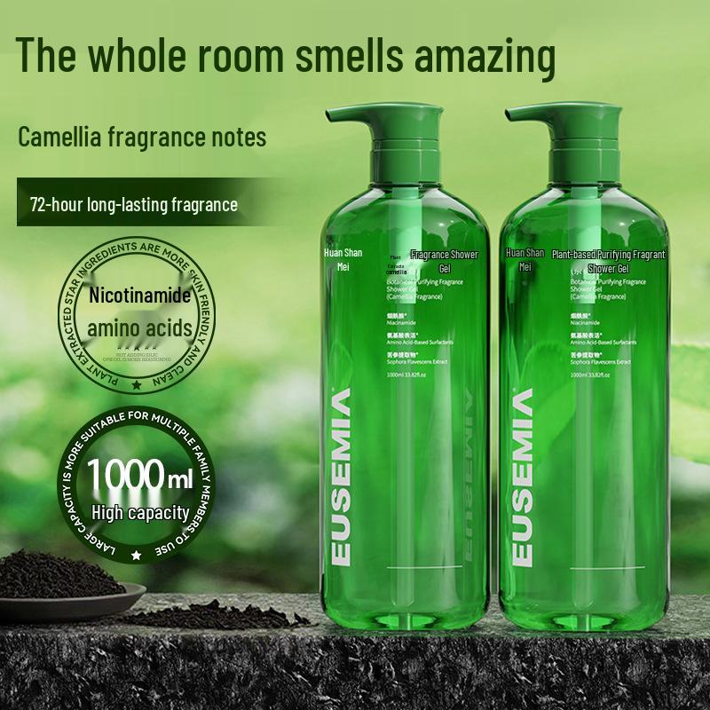 White Tea Scent Moisturizing 1L Shower Gel - Long-Lasting Fragrance, Large Household Bottle