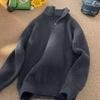 Oversized Solid Knitted Sweater Women Man Spring Autumn Stand Collar Half Zipper Pullovers Fashion Trend All-matched Knitwear