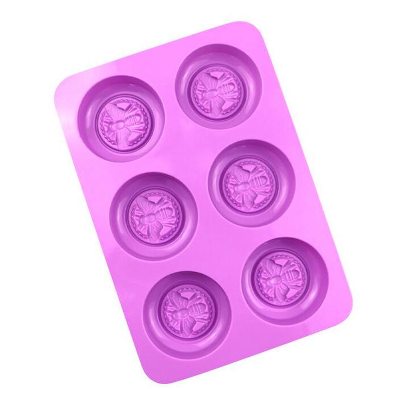 

PDTO 6-ячеечная круглая силиконовая форма для медовой пчелы, форма для выпечки торта, форма для мыла ручной работы