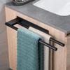 Bathroom Towel Racks No Drill Double Adhesive Towel Bar Stainless Steel Black 39 CM Towel Rack for Bathroom and Kitchen