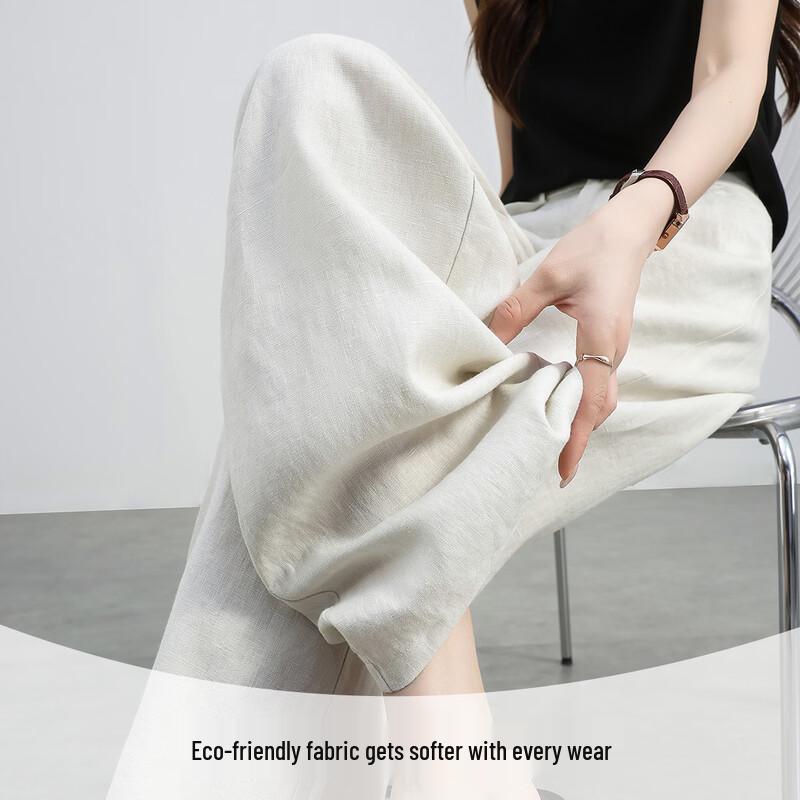 Pantaloni larghi da donna 100% lino HSTYLE