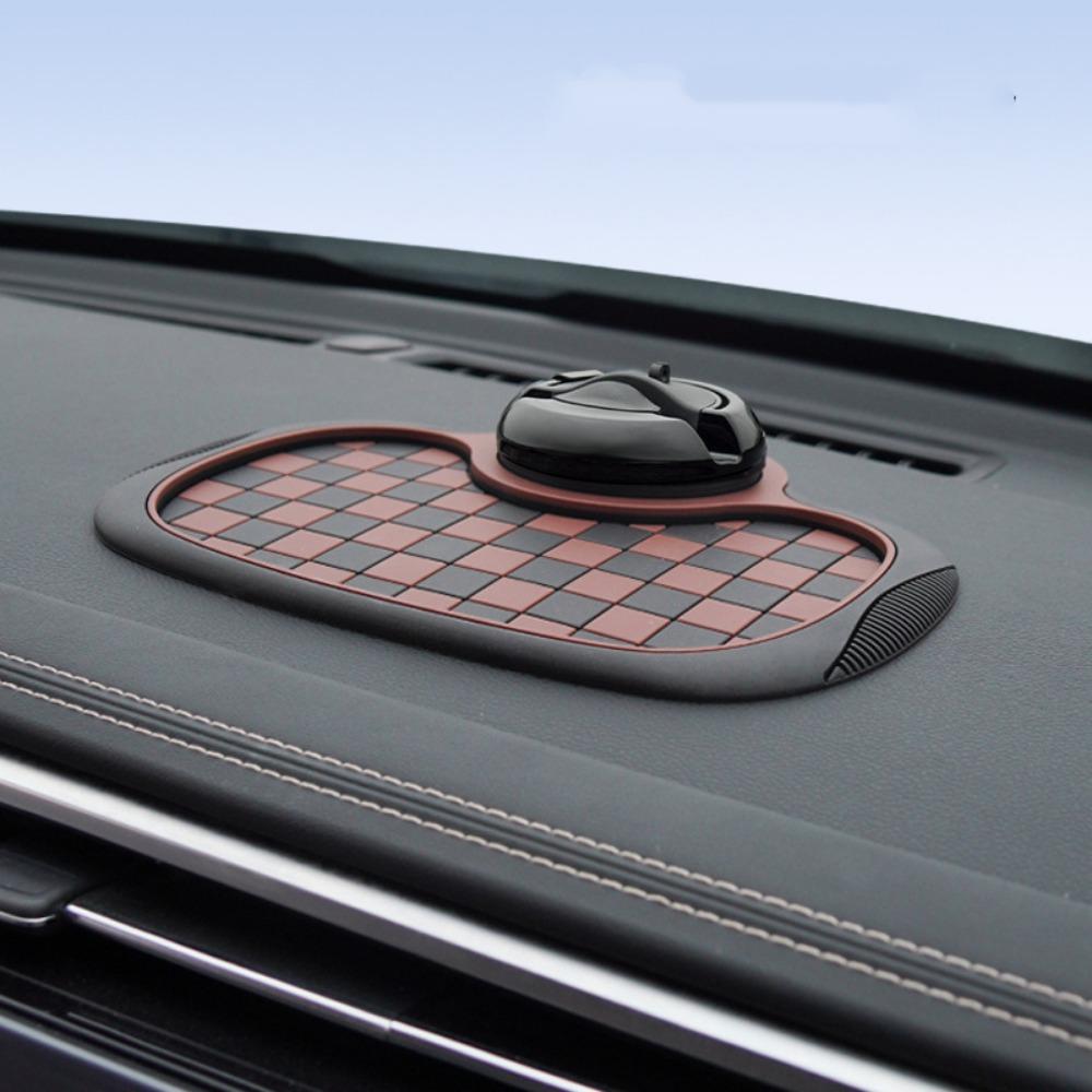 

Multifunctional Car Anti Slip Mat 360 Degree Rotating Anti-Shake Phone Holder Mat Universal Brown Without Number