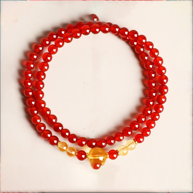 Natural agate optimization citrine beaded bracelet women's niche design light luxury fashion high sense versatile jewelry