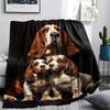 1Pc Basset Hound Print Flannel Blanket, High Quality Comfortable for All Seasons, Home Decor, Warmth and Comfort, Perfect for Christmas Gifts