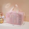 Compact Travel Cosmetic Bag with Breathable Mesh and Handle for Organized Toiletries