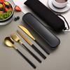 Tableware Set 304 Stainless Steel Portable Cutlery Dinner Knife Fork Spoon Chopsticks Four-piece Suit with Box Travel Flatware