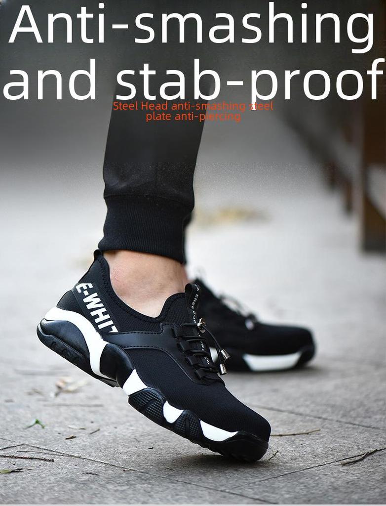Men's Lightweight Safety Work Shoes: Anti-Smash, Anti-Puncture, Breathable, Non-Slip, Wear-Resistant.