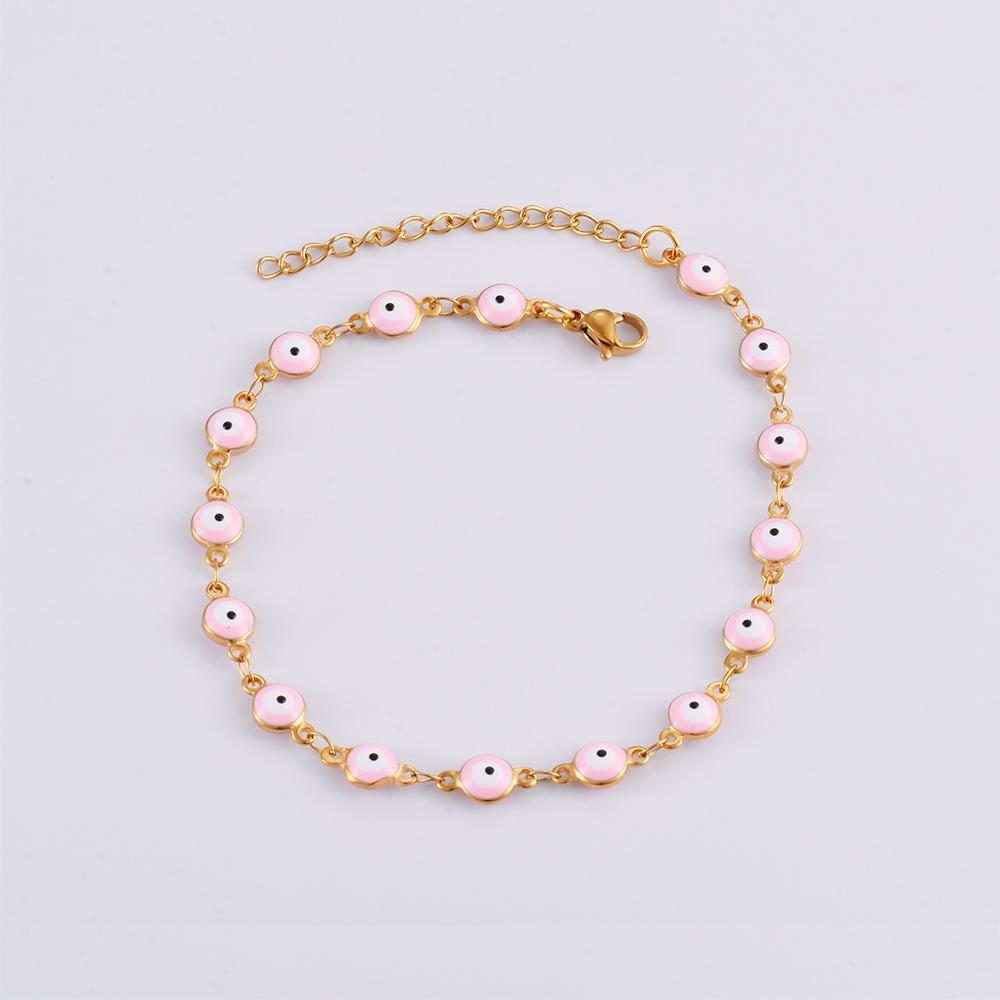 Stainless Steel Bracelets Blue Red Evil Eye Enamel Bead Bracelet For Women Lucky Turkish Eye Jewelry Gifts