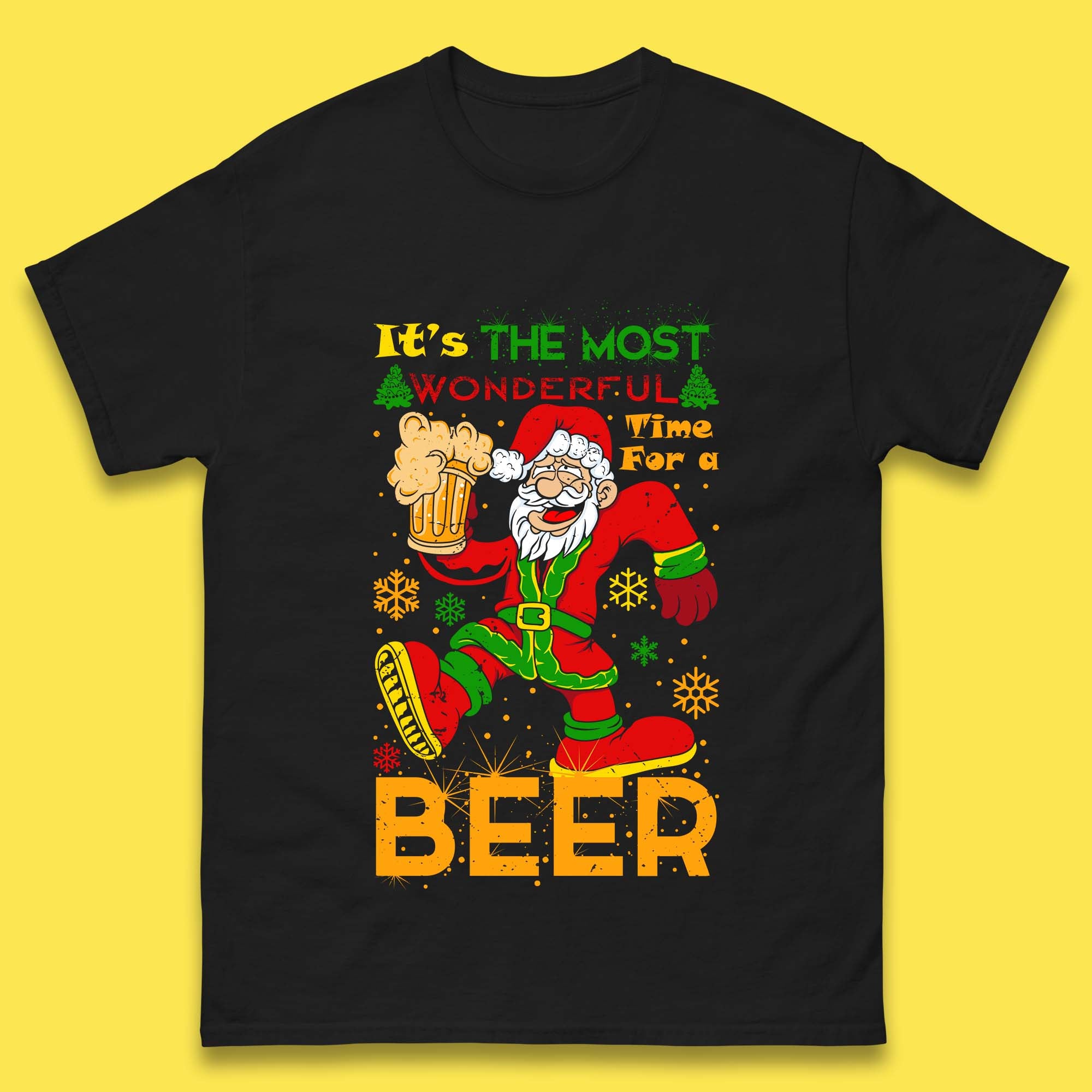 Christmas Santa Claus Drink Beer Mens T Shirt Womens Tops Tees 4XL