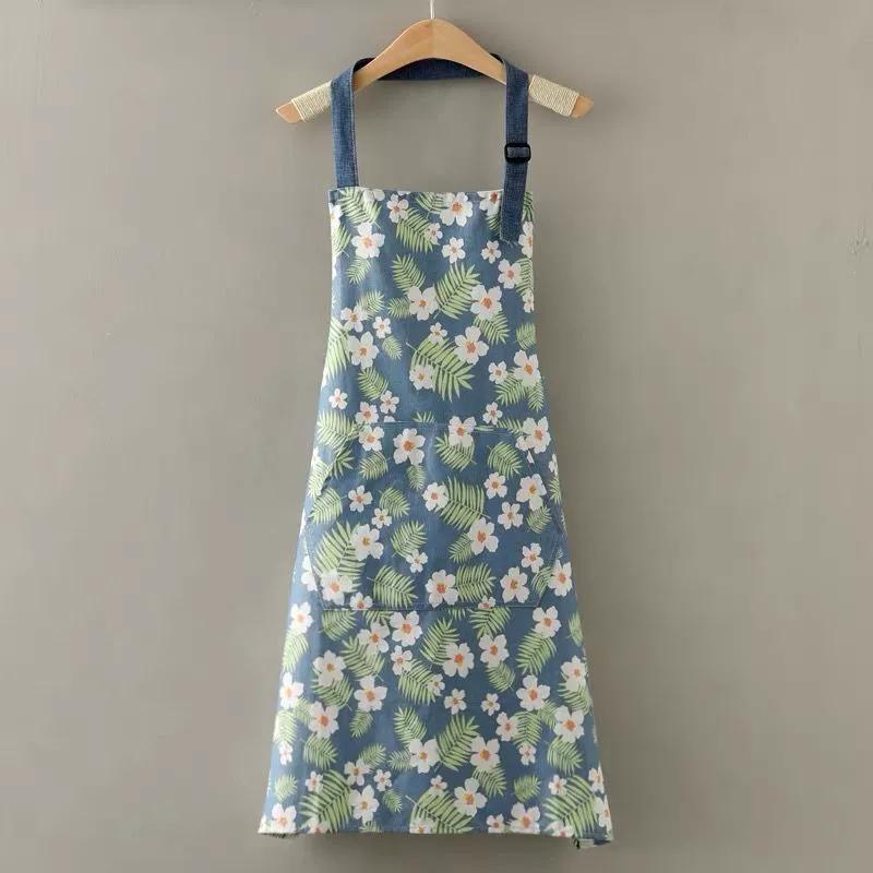 Cute Flower Kitchen Household Oil-Proof Cooking Apron For Women Children Men Kitchen Waterproof Adult Coffee Baking Accessories