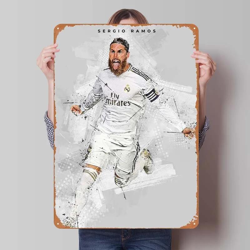 Sergio Ramos Metal Sign Sports Poster Room Decoration Man Cave Vintage Tinplate Sign Plaque for Wall Art Decoration Retro Home