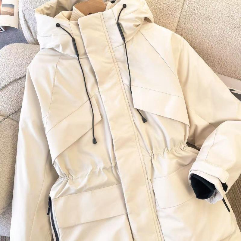 Ladies Down Cotton Jacket Hooded Thicken Warm Lady Outerwear Long Sleeve Women's Winter Parka Coat