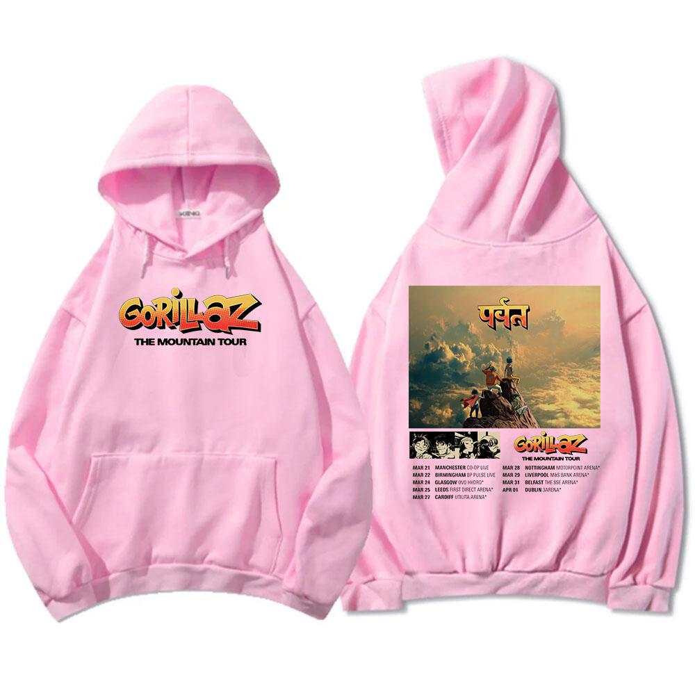 Gorillazs The Mountain 2026 Tour Mikiny Módní Mikiny s dlouhým rukávem a kapucí Podzim Zima Fleecové Pulovry Streetwear