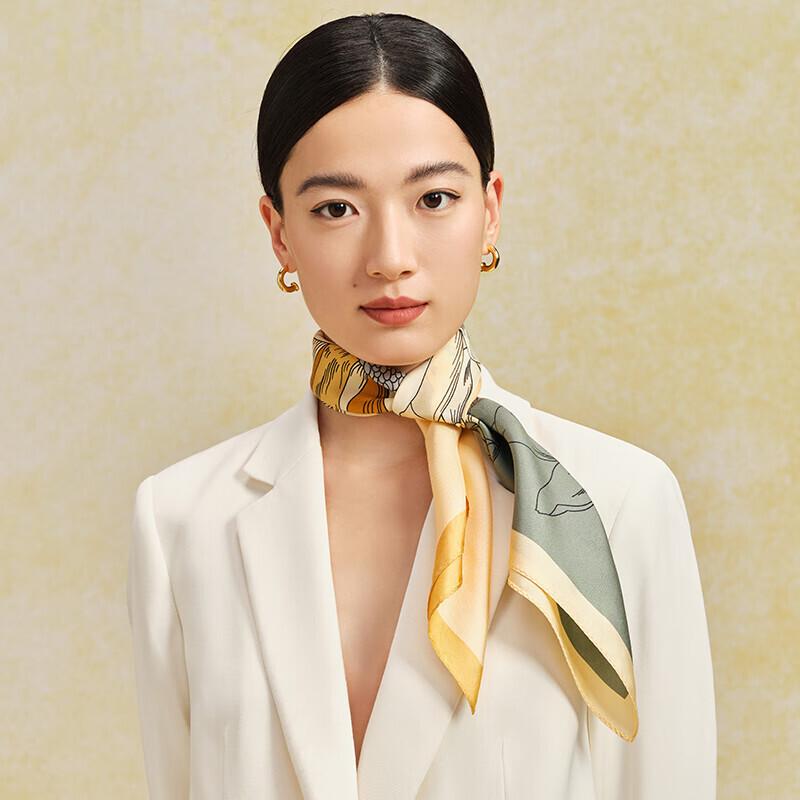 Wanshili Magnolia Rhyme 100% Mulberry Silk Square Scarf