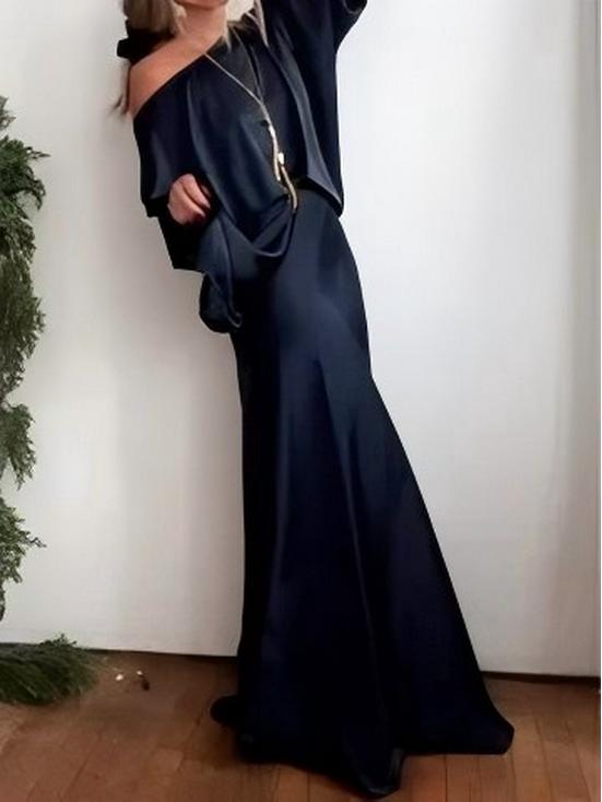 2026 Elegantes Satin-Langes Kleid - Damen Einfarbig Frühling/Sommer Mode