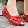 Summer Sandals Women's Mother Shoes Leather Soft Bottom Non-slip Fish Mouth Comfortable Large Size Hole Shoes Hollow Women's Shoes