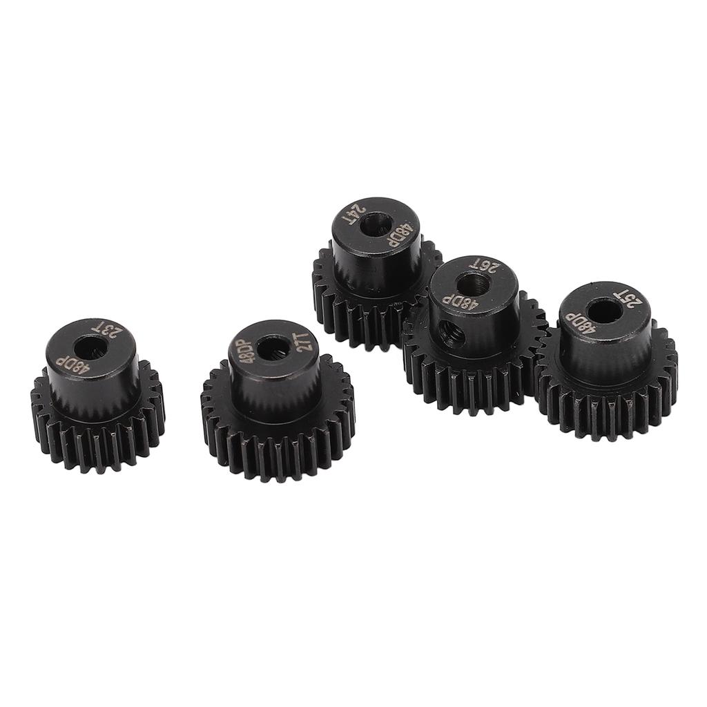 5 Pcs RC Pinion Gear Set 48DP 0.53M 3.175mm 23T 24T 25T 26T 27T Chromium Molybdenum Alloy Steel Motor Gear Set for 1 10