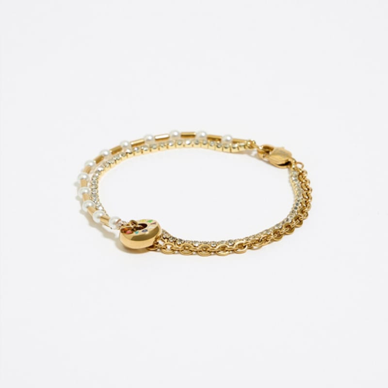

BIMBA Y LOLA [23FW] BIMBA Y LOLA Gold Steel Crystal Pearl Bracelet B236AIX003GOF Gold_FREE