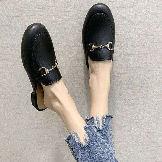 

Женские весенние однотонные туфли на низком каблуке, летние и осенние нескользящие тапочки большого размера Baotou для офисных женщин 36 чёрный