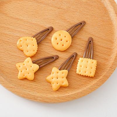 1/4 Stück Kreative Mädchen Niedliche Keks Haarnadel Einfache Keksform Seiten Top Haarspange Kopfschmuck Haarornament Haarschmuck