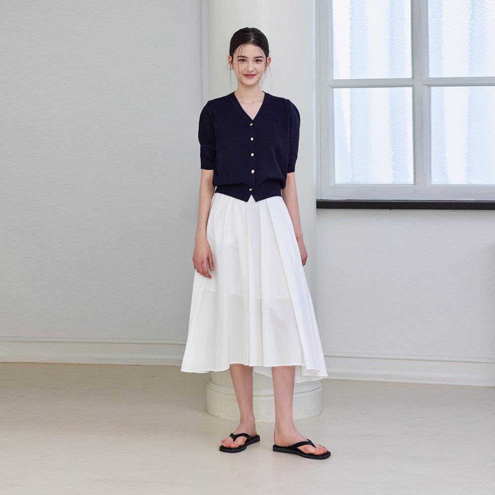 Hiikeu Pleated Flared Skirt_Ivory
