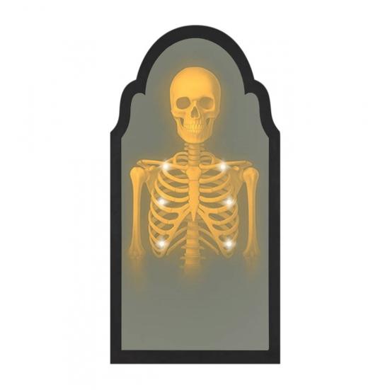 

Halloween Ghost Mirror Spooky Hologram Ghost Skeleton Mirror with LED Light for Halloween Home Bedroom Decor S Warm light