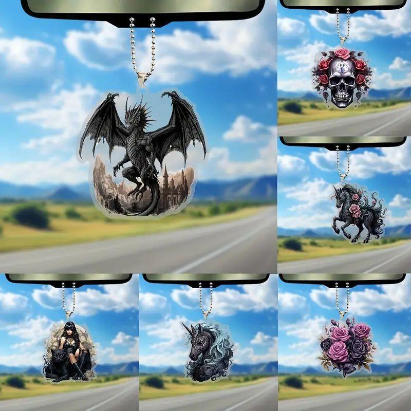 Halloween Acrylic Unique Skull Decorative Car Mirror Pendant For A Quirky Touch To Ride Your