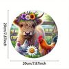 Vintage Highland Cow And Chicken Metal Wall Sign Decor Waterproof Rustproof Farmhouse Art Tin Plaque Home Garden Indoor Outdoor Decoration
