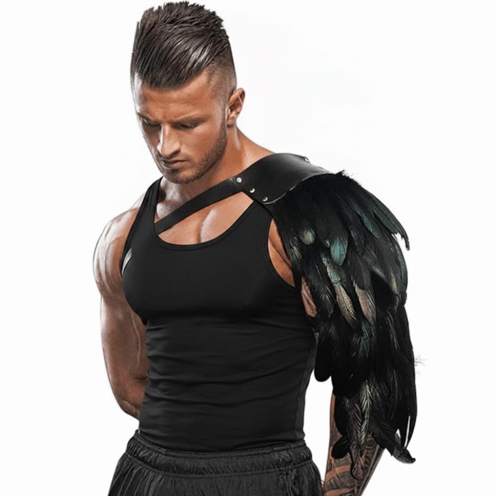 Black PU Leather Gothic Shoulder Armor Double Shoulder Medieval Guards Medieval Cosplay