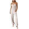 Women Halter Neck Casual Jumpsuit Sleeveless Loose Fit Wide Leg Pants with Pockets for Everyday Wear